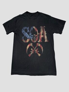 Y2K SONS OF ANARCHY Skull Biker Graphic Grunge Distressed Tee